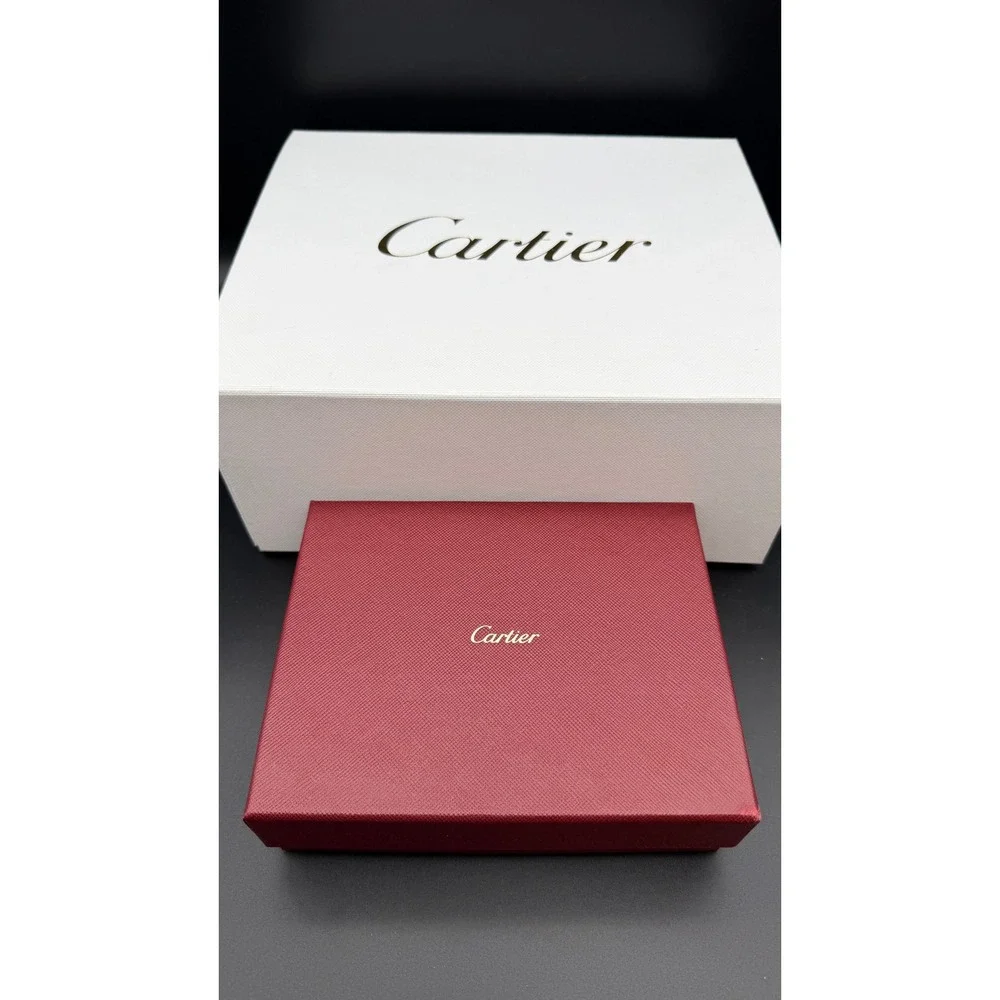 Cartier Must de Cartier Burgundy Leather Bifold Wallet Gold Corners Mens Box